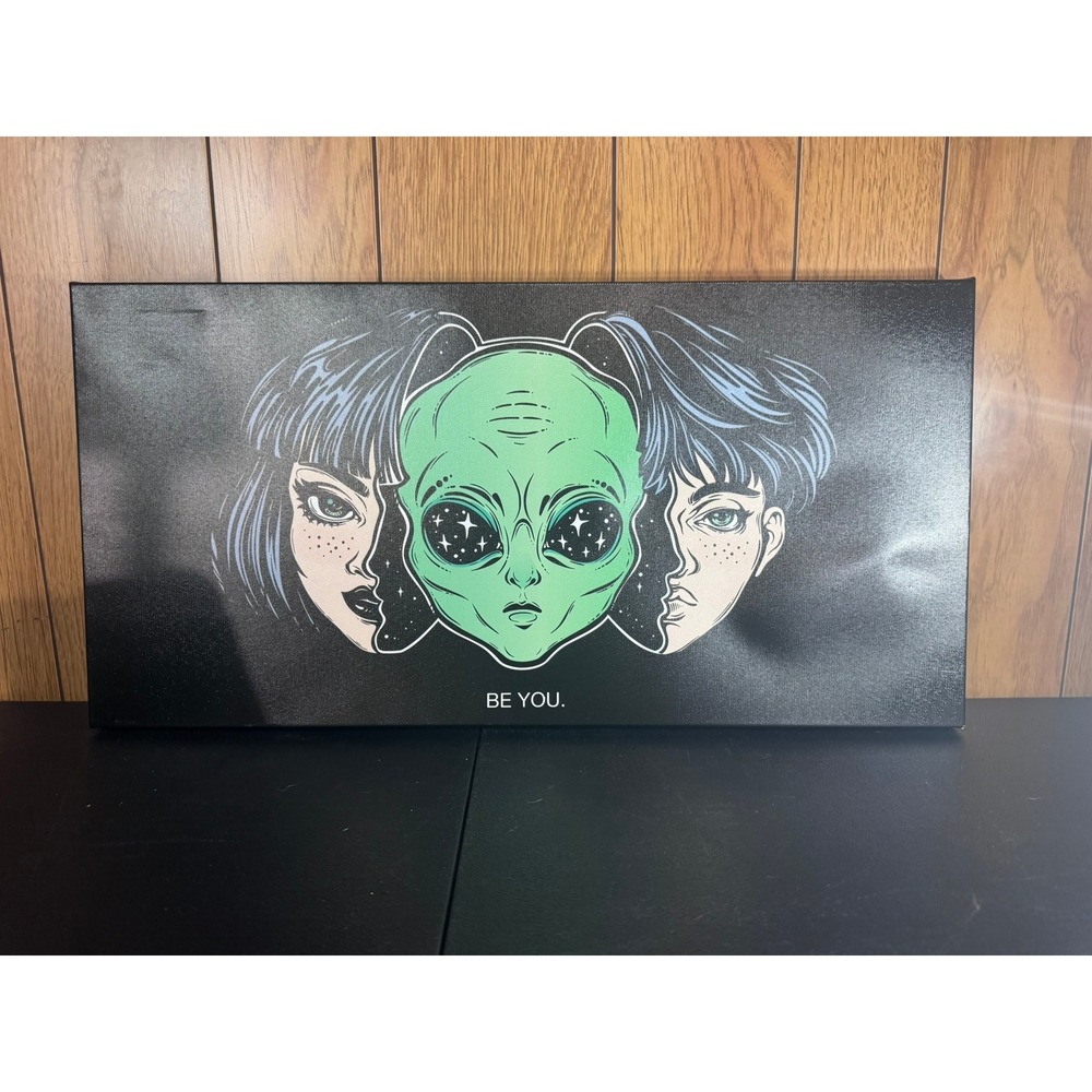 Alien Be You Canvas Wall Art Sci-Fi Graphic Print Black Green 24x12 Inch